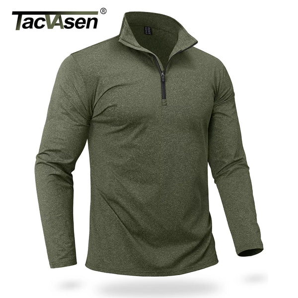 TACVASEN Spring/Fall Thermal Sports Sweater Men's 1/4 Zipper Tops Breathable Gym Running T Shirt Pullover Male Activewear