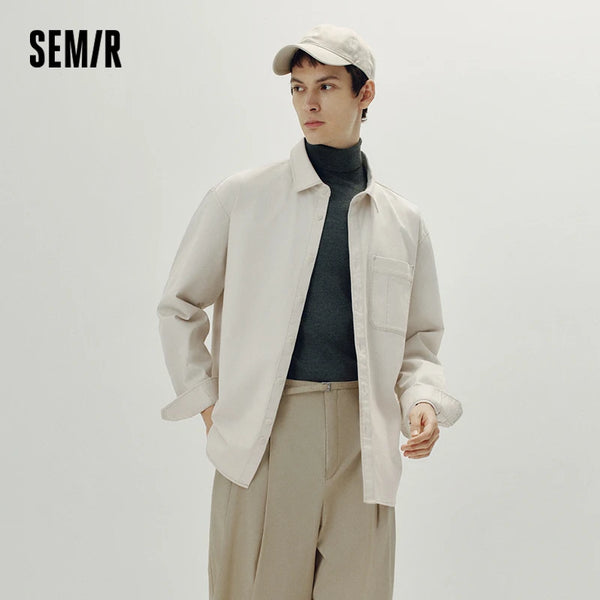 អាវបុរស Semir ដេរផ្ទុយ សម្លៀកបំពាក់ធ្វើការ មានហោប៉ៅ រលុង ទន់ភ្លន់ ស្ទីលធម្មតា អាវរដូវស្លឹកឈើជ្រុះ ស្លៀកប្រចាំថ្ងៃ 2026