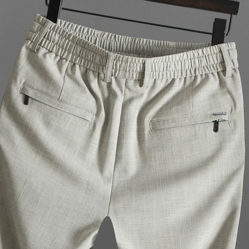 Mens Big and Tall Dress Pants Linen Blend Tencel Straight Leg Chinos Summer Business Casual Trousers with Stretch XL-7XL