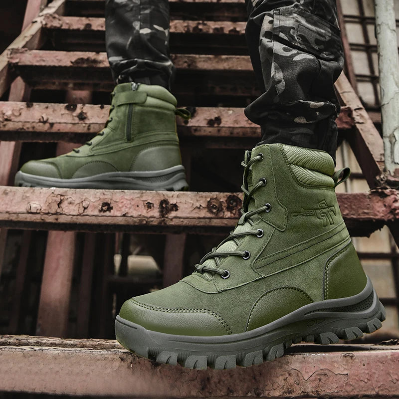 Men's plus size outdoor field training boots four seasons high-top anti-slip comfortable combat boots cross-country hiking boots