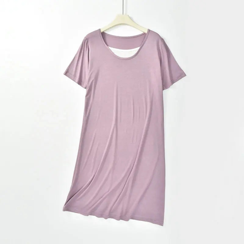 Soft Nightgowns Women's Nightie One Piece Pajamas Dress New Summer Loose Short Sleeve Sleepwear Nightwear Woman Night Dress
