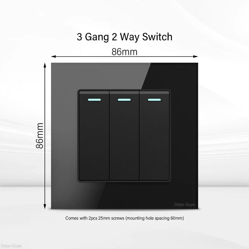 UK Black USB Type-C 18W Fast Charging Socket Universal Tempered Glass  Double 5-pin Power Plug,Home Electrical Wall Light Switch