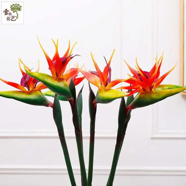 ផ្កាសិប្បនិម្មិត Bird of Paradise 1PCS ផ្កាដើមវែងធ្វើពីជ័រសមស្របសម្រាប់ការតុបតែងពិធីជប់លៀងនៅផ្ទះ DIY