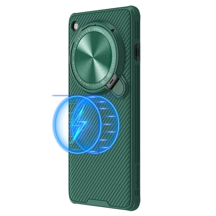 For OPPO Find X7 Ultra Magsafe Case NILLKIN CamShield Prop Sliding Camera Protection Phone Case For Find X7 Ultra With Holder Green Magnetic For Find X7 Ultra