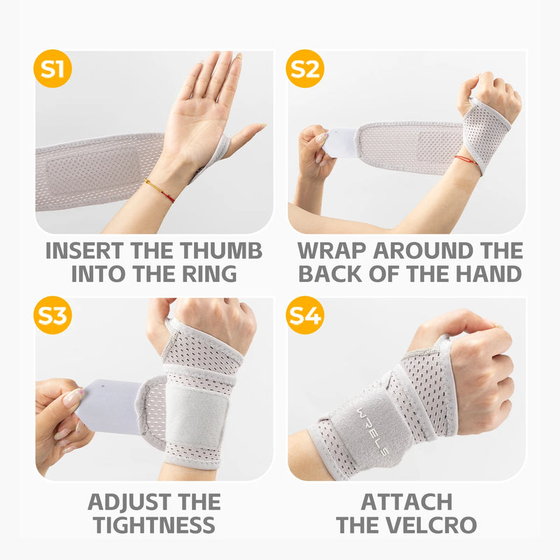 WRELS 1/2 Pcs Sports Wrist Brace Breathable Compression Strap Elastic Adjustable Tennis Basketball Carpal Support Wristband