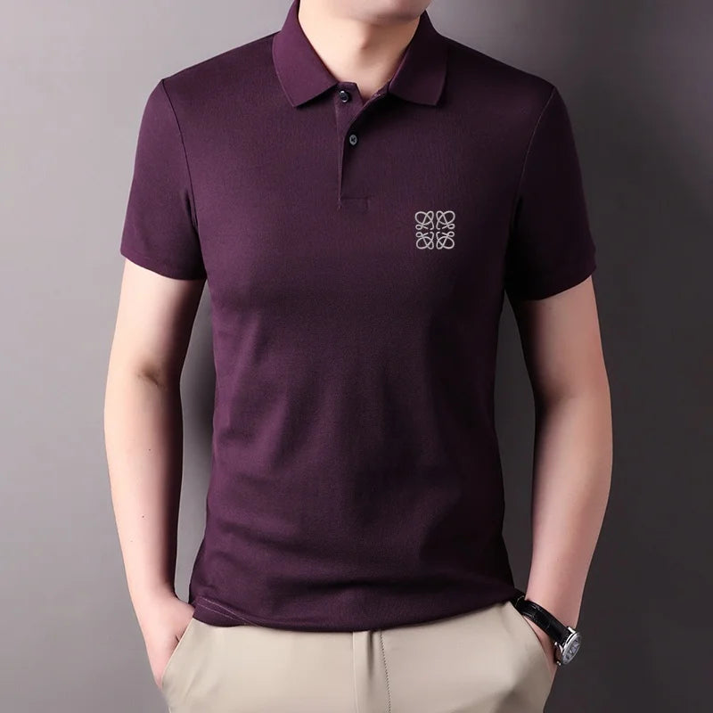 Men's Summer Luxury Brand Cotton 100% Polo Shirt Lapel Printing Short Sleeves T-Shirt Business Leisure Ventilate Men's Clothing