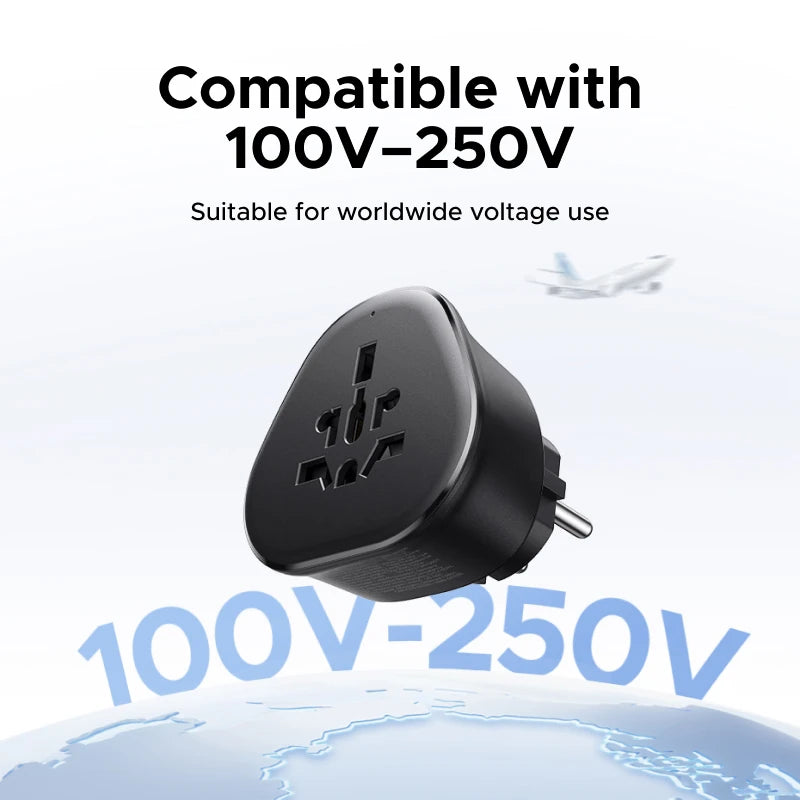 UGREEN Universal Travel Adapter Multi-Country Power Adaptor EU/US/UK Plug Converter Compatible with EU US UK KR RU Outlets
