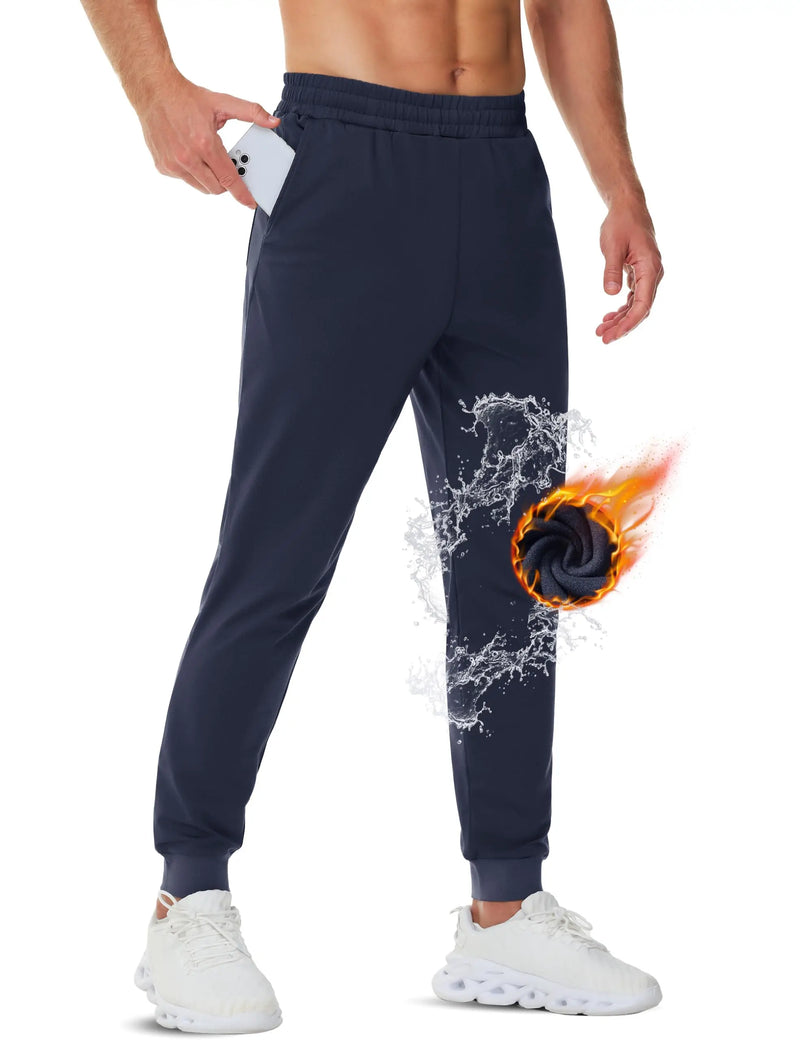 TACVASEN Mens Fleece Lined Sweatpants Winter Warm Water Resistant Pants Running Athletic Gym Joggers Casual Trouser with Pockets