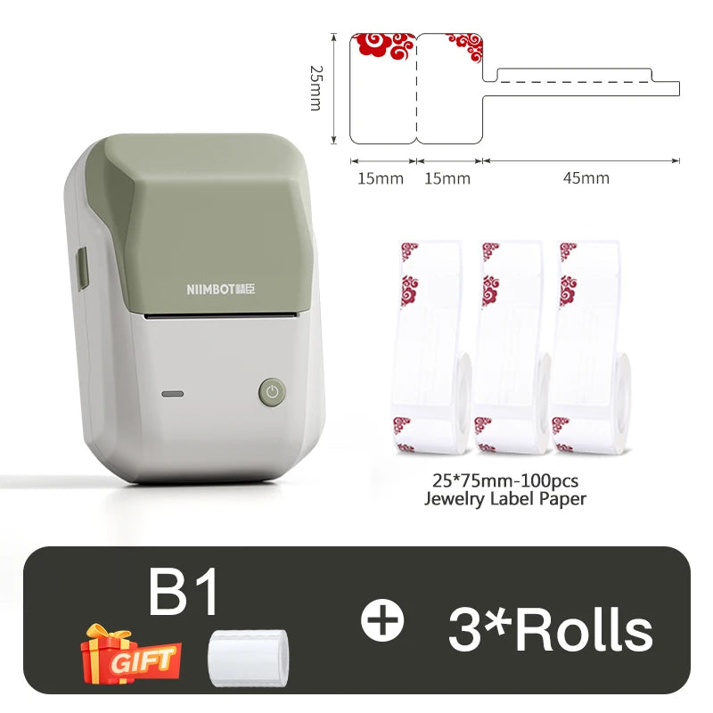 NIIMBOT B1/B21 Jewelry Label Printer Self Adhesive DIY Self-Adhesive Jewelry Necklace Bracelet Ring Price Tag for Bussiness