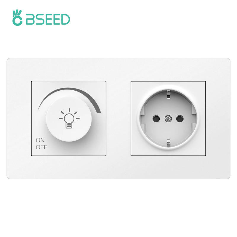 BSEED Normal Light Dimmer Switch Rotary Knob Dimmer Switch Adjustable Brightness Controller Plastic Frame Button Dimmer Switch