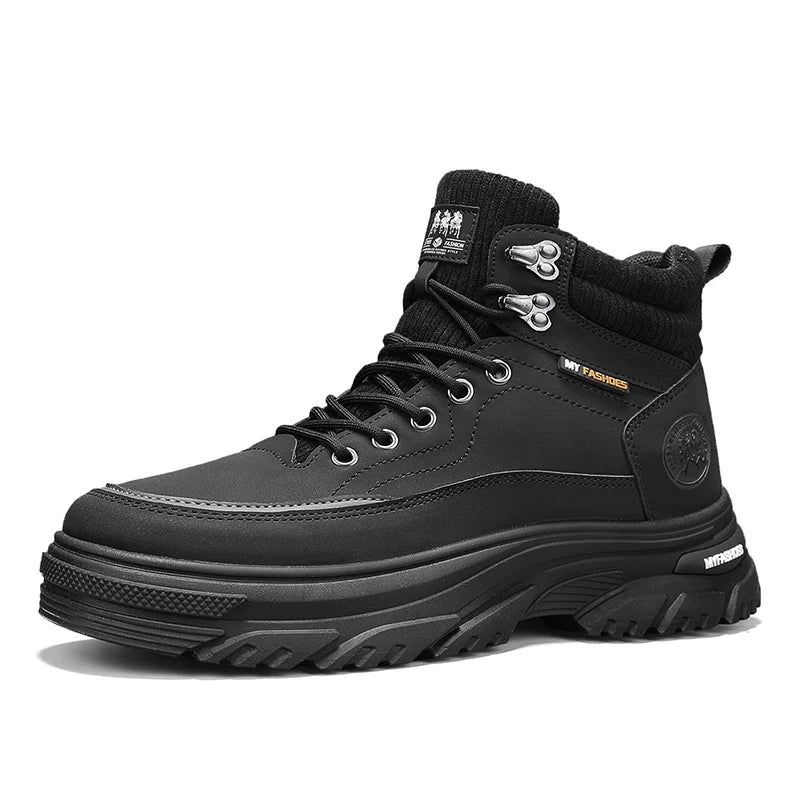Mens High Top Boots 2025 Autumn New Fashion Workwear Work Short Boots Thick Sole Anti-friction Anti Slip Outdoor Hiking Sneakers