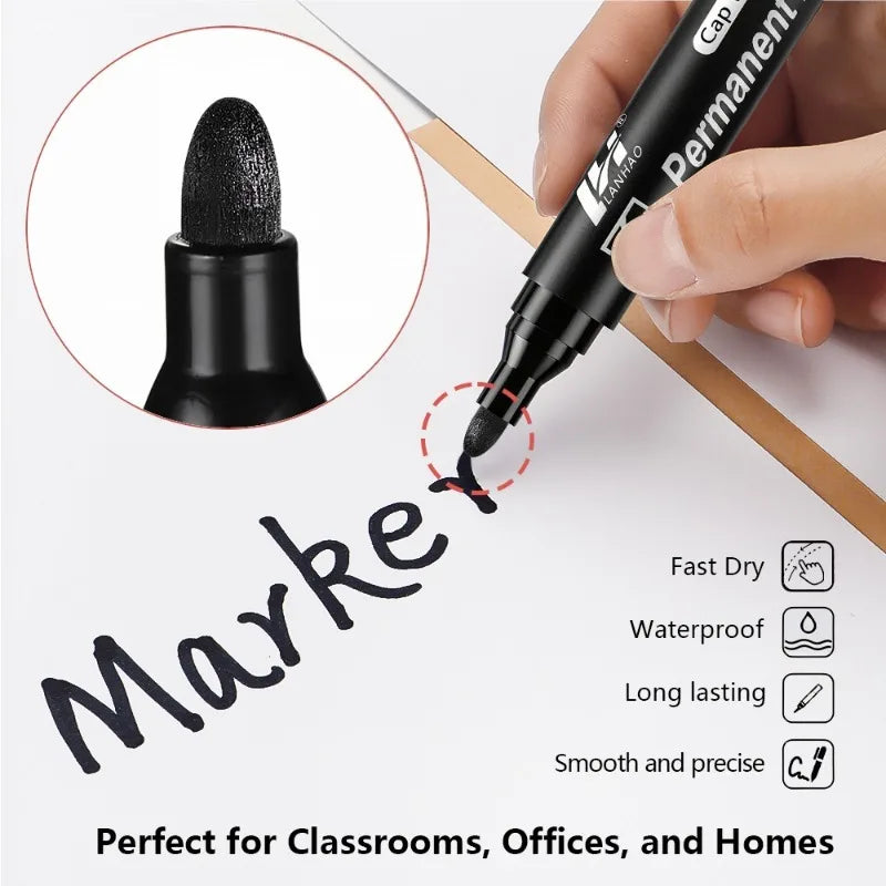 6pcs Hard Head 3mm Oily Big Head Marker Pen,Non Fading Convenient Large Capacity Big Head Marker Pen,School Office Supplies