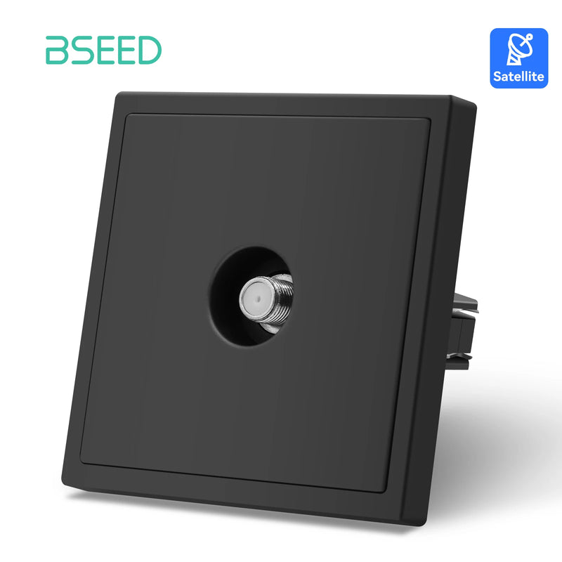 BSEED EU Standrad Wall Power Socket TV Plug RJ45 Internet Socket Satellite Outlet Glass Panel TV Telephone Computer