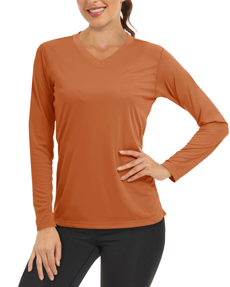 TACVASEN Summer Sun Protection Shirts UPF 50+ Womens Long Sleeve V Neck Shirts Lightweight Quick Dry Tee Shirts Outdoor Pullover