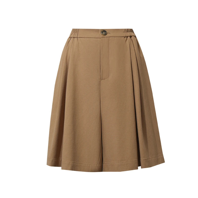 Amii Loose Fit Women Shorts 2026 Summer Wide Leg Pants Pleated Elastic Casual Bottoms Comfortable Office Lady Clothing 12623084