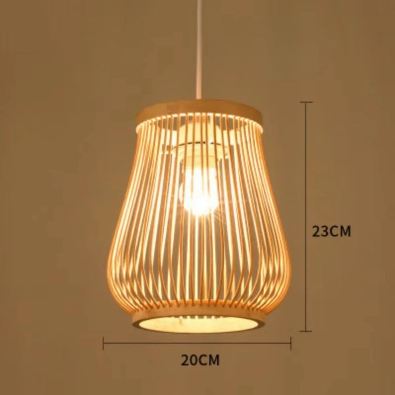 Chinese Rattan Wicker Pendant Lamp Lustre Bamboo Wood Chandelier Ceiling Light Handmade E27 for Home Living Ding Bed Room Decor