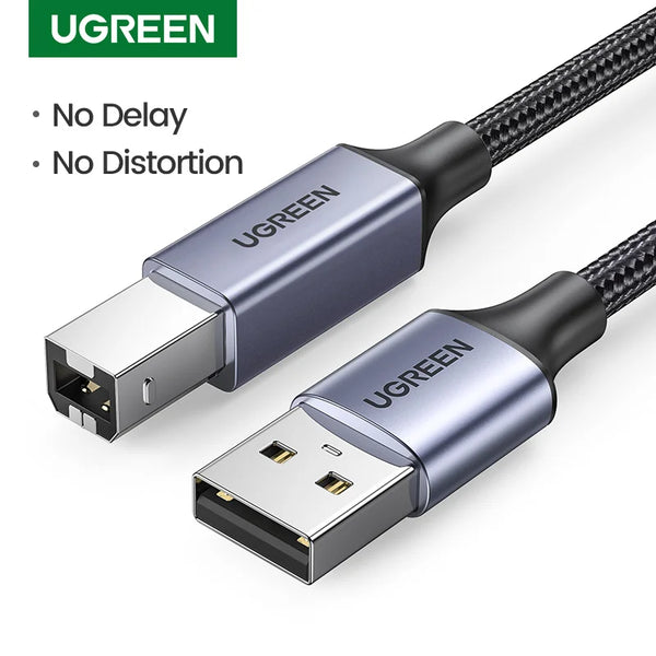 ខ្សែម៉ាស៊ីនព្រីន Ugreen USB ប្រភេទ B ប្រុស ទៅ ខ្សែ USB 2.0 ប្រុស សម្រាប់ម៉ាស៊ីនព្រីន Canon Epson HP ZJiang Label Printer DAC USB Printer