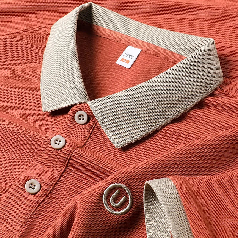 High-End Men Short-Sleeved Polo Shirt Lapel Button Letter Embroidery British Style Summer New Tops Casual Fashion Men's Clothing