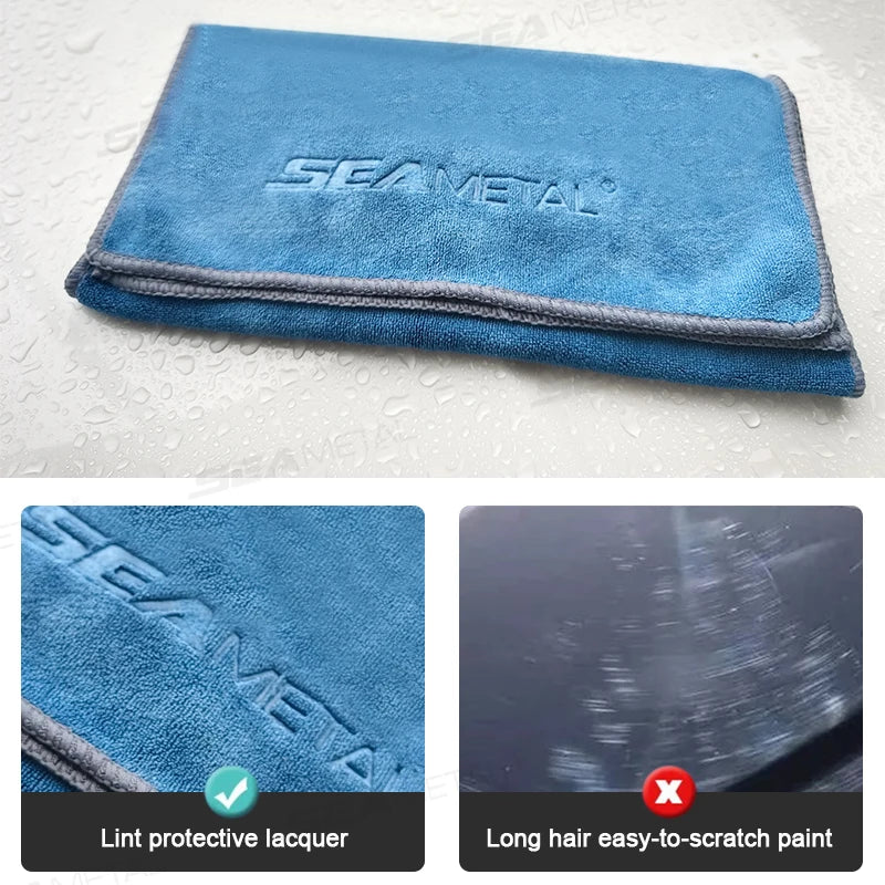 SEAMETAL Car Wash Microfiber Towel Lint-Free Car Cleaning Towels Ultra-Soft Fast Drying Absorbent Cloth for Car Wash Accessories