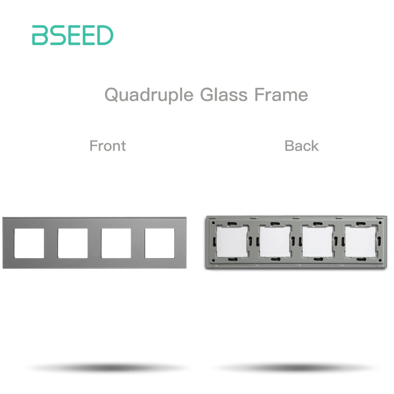 BSEED 1/2/3Gang Mechanical Button Switch Light Switch Function Part Crystal Glass Frame EU Wall Socket DIY Part Free Combination