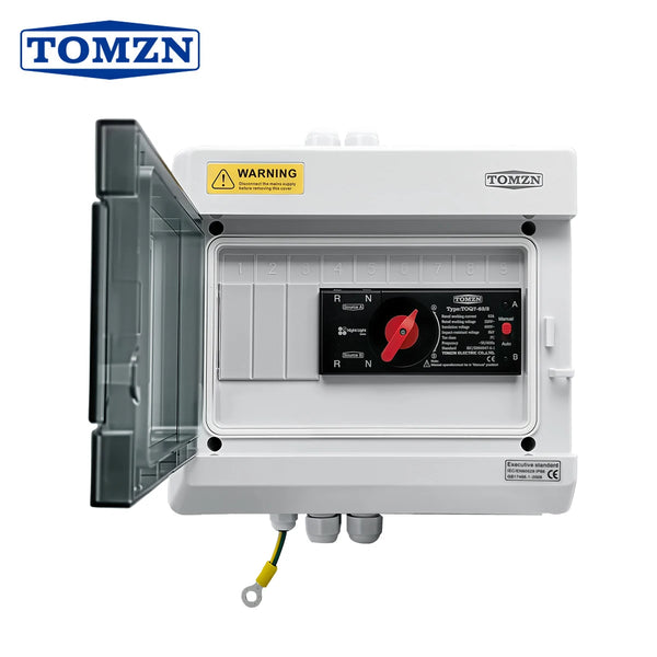 TOMZN Dual Power Automatic Transfer Switch Distribution Box 2P 230V 125AIP65 Waterproof Dustproof Outdoor-rated Connection Box