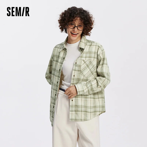 អាវ ស្ត្រី Semir ដៃវែង Denim Oversize ទន់ រលុង រចនាប័ទ្ម តាម ដងផ្លូវ Retro ឆ្នាំ 2026 អាវ យឺត ធម្មតា ពាក់ ប្រចាំថ្ងៃ