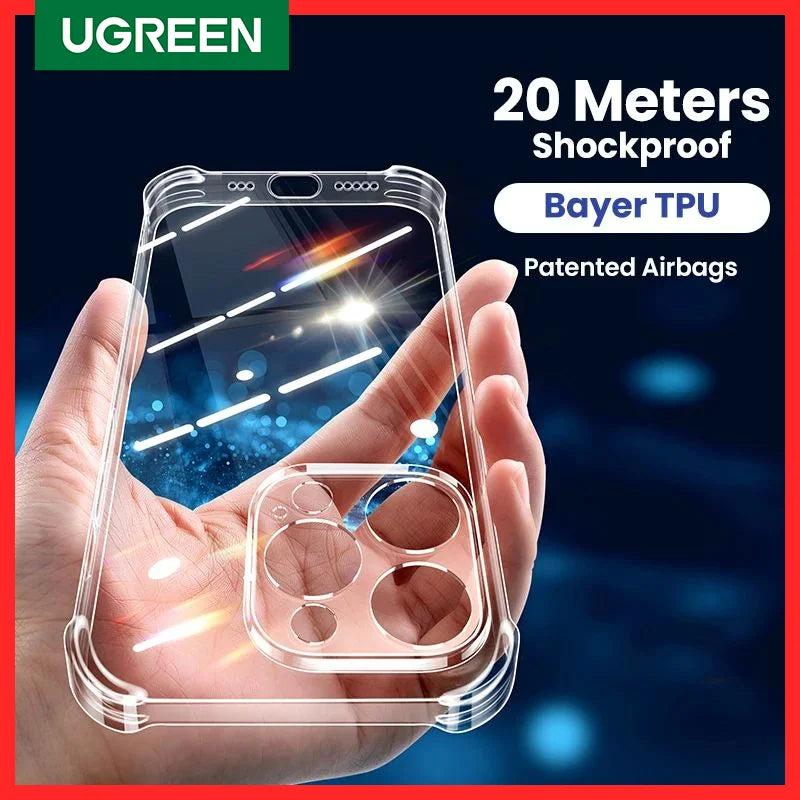 UGREEN Airbags Case for iPhone 15 14 13 Pro Max Shockproof Clear Case for iPhone 15pro Lens Protection Cover TPU Phone Case