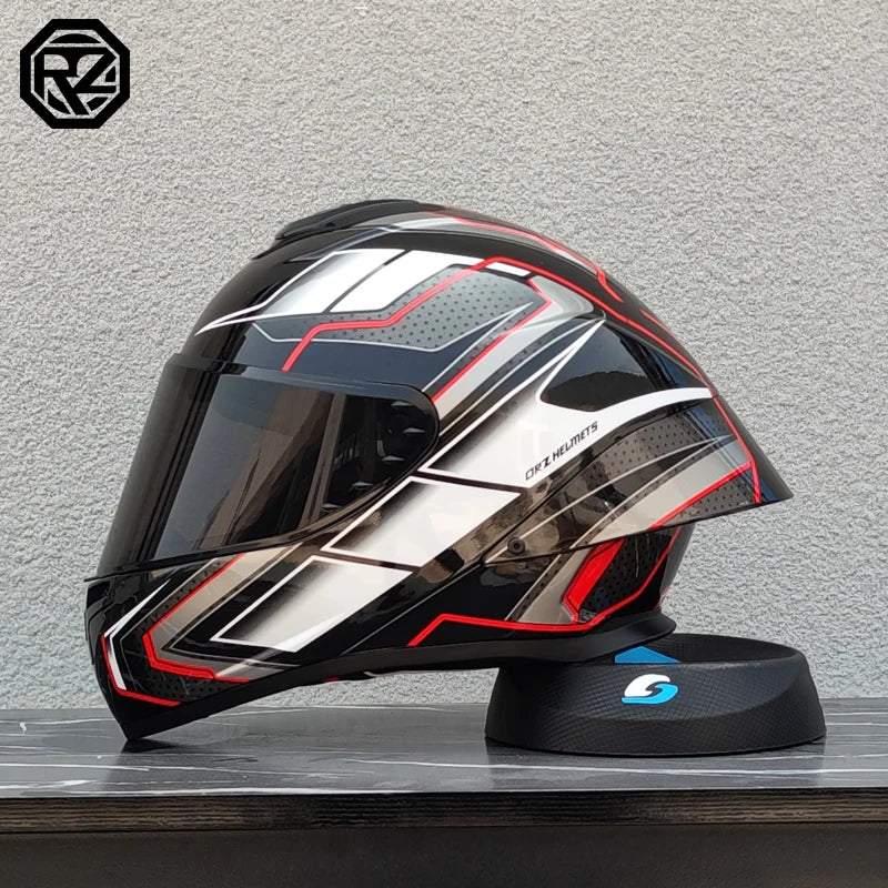 ORZ Motorcycle helmet, men's and women's dual lens full face helmet, motorcycle sports car, all season full face helmet