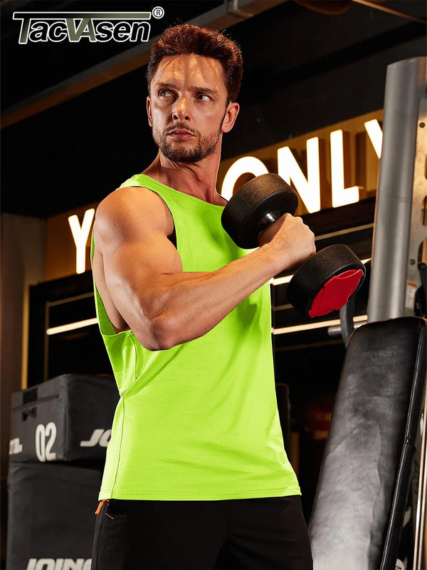 TACVASEN Cotton Fitness Wide-Armhole Muscle TANK TOPS Sleeveless T-shirts Mens Gym Workout Trainning Vests Casual Tee Shirt Tops