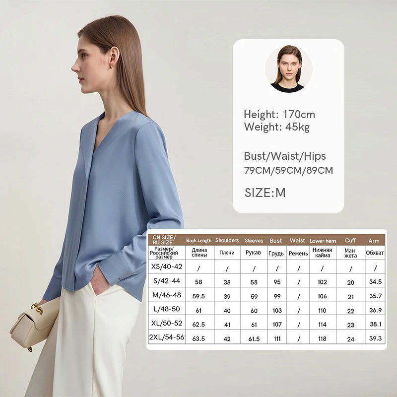 អាវស្រី Amii Minimalist សម្រាប់រដូវស្លឹកឈើជ្រុះឆ្នាំ ២០២៦ អាវថ្មីរាងអក្សរ V កអាវមិនស្មើគ្នា អាវ Chiffon រលុង អាវការិយាល័យ អាវធម្មតាឆើតឆាយ 12621100