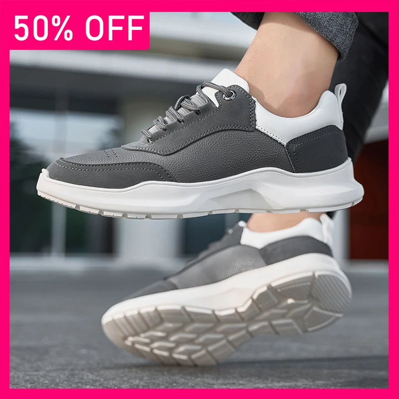 Men Sneakers High-quality Leather Comfort Wear-resistant Daily Commuting Leisure Shoes New Flat Bottom Anti Slip Fitness Shoes