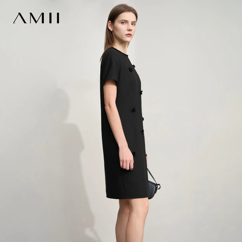 រ៉ូប Amii Minimalism ធម្មតារដូវក្តៅឆ្នាំ ២០២៥ រ៉ូបនារីការិយាល័យថ្មីឆើតឆាយក្លិនក្រអូបផ្កាអង្កាំផាសុកភាពប្រណីតសម្រាប់ស្ត្រី 12542254