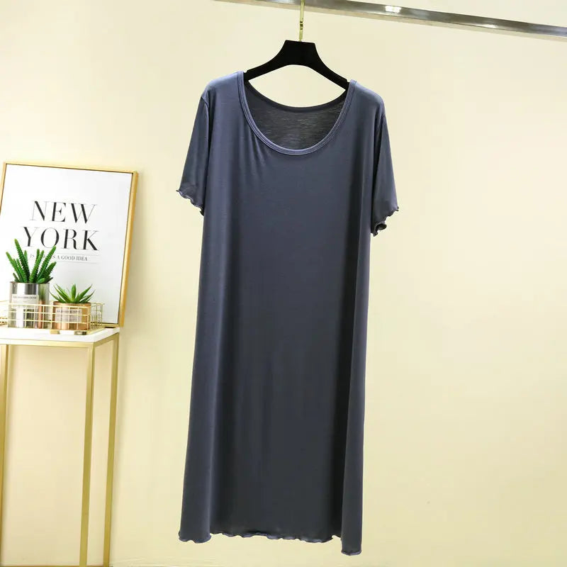 Casual Short Sleeve Night Dress Women Sleepwear Modal Loose Sleep Shirts Loose Summer Nightgowns Female Nightwear Night Gown