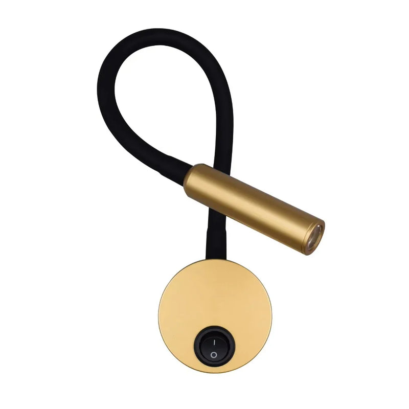 JOYINLED Black/Gold 3W Gooseneck Wall Lamp Flexible Adjustable with Switch Work Study Sconce Bedroom Bedside Reading Night Light
