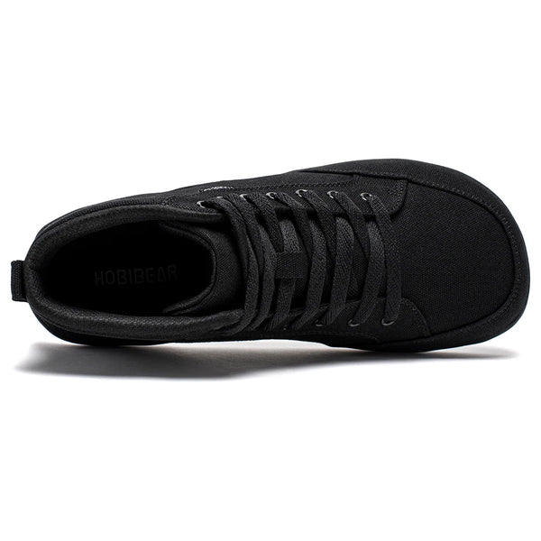 HOBIBEAR Mid-Top Barefoot Shoes Unisex Wide Toe Box Canvas Sneakes Zero Drop Lace Up Outdoor Walking Shoes