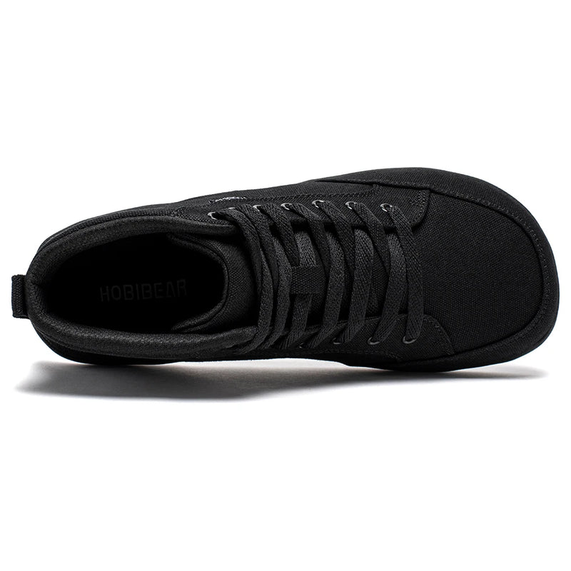 HOBIBEAR Mid-Top Barefoot Shoes Unisex Wide Toe Box Canvas Sneakes Zero Drop Lace Up Outdoor Walking Shoes