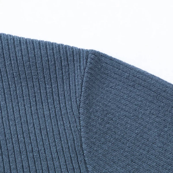 Men's Turn Down Collar T-Shirt, Soft Knit Fabric, Two Color Panel Design, Long Sleeve for Autumn and Winter Wear Polo Sweater