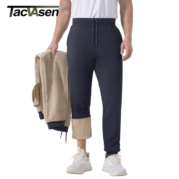 TACVASEN Sherpa Fleece Lined Sweatpants Mens Thicken Warm Winter Pants Outdoor Hiking Running Athletic Joggers Male Trousers
