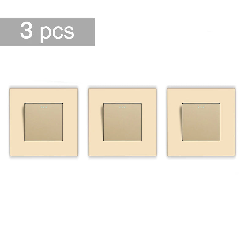 BSEED 3Packs 1Gang 3Way Mechanical Button Light Switch Intermediate Switch Plastic Frame Wall Light Cross Switch 10A 250V