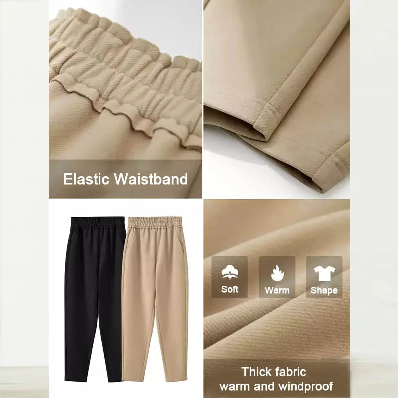 Amii Minimalism Casual Pants Women Fashion High Waist Wool Pants Elastic Sport Straight Pant Female Bottoms Trousers 12130296