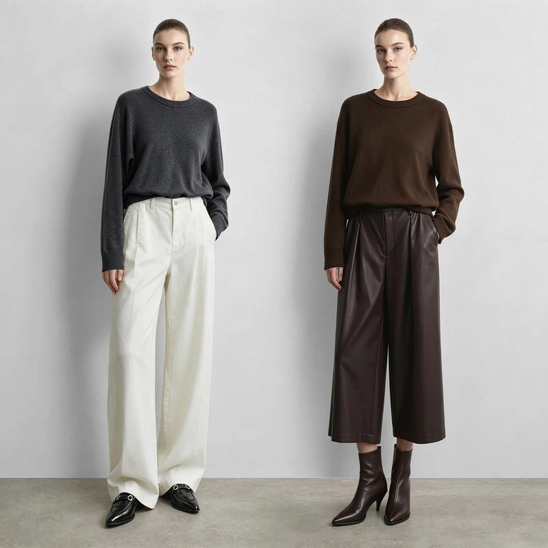 Amii Women Wool Sweater O Neck Drop Shoulder Long Sleeve Minimalist Versatile Commuter Knit Tops for Woman 2026 Autumn 12643121
