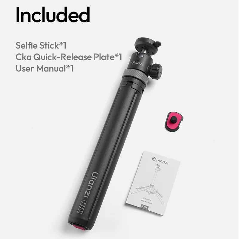 Ulanzi TT24 1.5M Cka ដំបងថតរូប Selfie ដែលអាចដោះចេញបានលឿន ជើងបួនសម្រាប់កាមេរ៉ា GoPro Action ដែលអាចបង្វិលបាន 360°