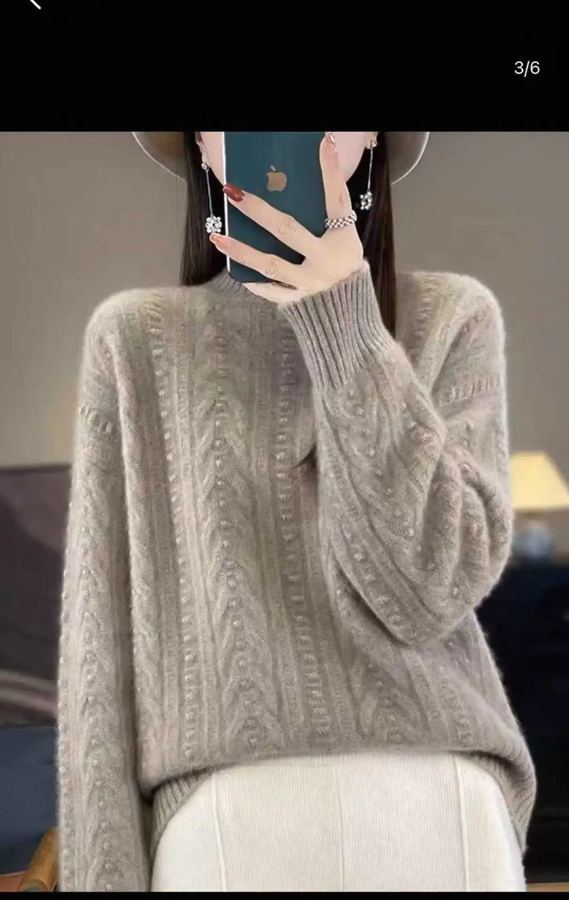 Half Turtleneck Warm Pullover Tops New Autumn Winter Knitwear Woman Clothing Spring Long Sleeve Blouse Pull Women's Sweater