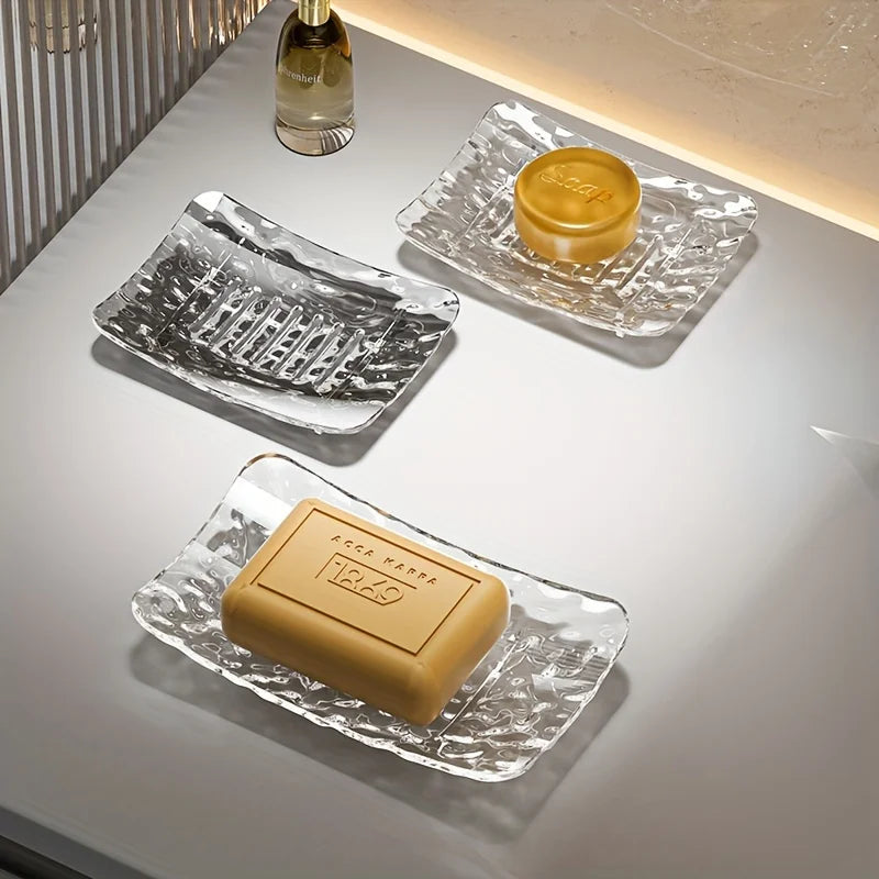 Glacier Pattern Self-Draining Soap Dish-Plastic Resin Bathroom Holder,Enhance bathroom decoration products，Decorative soap dish