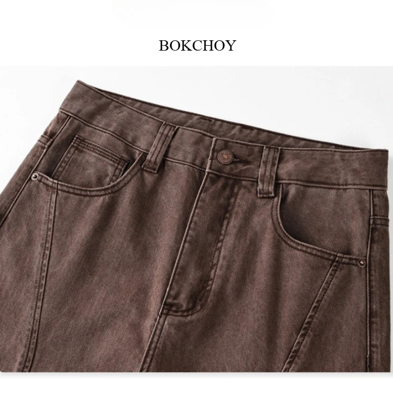 2026 Autumn New Vintage Washed Straight 100% Cotton Jeans for Men Clothing Comfort Zipper Fly Wide-leg Culottes