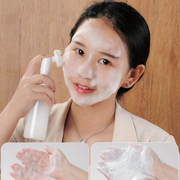 2pcs Mousse Face Wash Bottle - with Massage Cleaning Brush Head,Travel Bottle,Facial Cleanser Mousse Cosmetic Cleaning tool