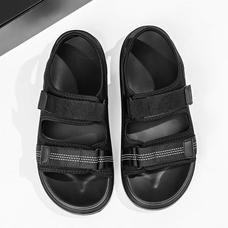 High Quality Thick Sole Platform Sandals Men Adjustable Sandals Black Non Slip Bottom Sandals Size 38-46 Dropshipping