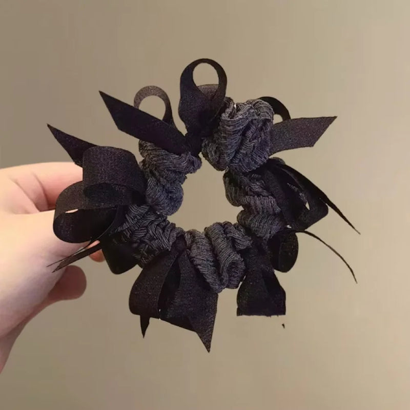 1pc Fashion Dongdaemun Inspired Woven Bow Scrunchies Large Intestine Hair Bands High Ponytails Meatball Buns Premium Textured