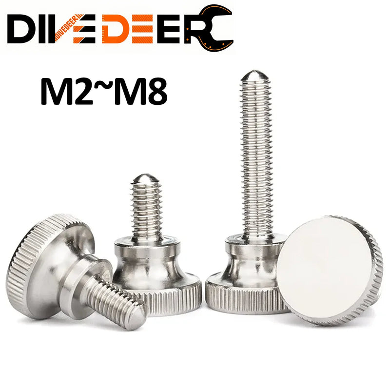 M2 M2.5 M3 M4 M5 M6 M8 304 Stainless Steel Knurl High Step Head Hand Tighten Thumb Screw Adjust Bolt