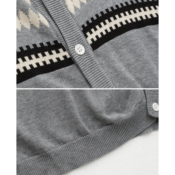 Short Sleeve Cardigan Men | Fair Isle Print Polo Collar Summer Thin Knit Sweater | Breathable Soft Casual Top